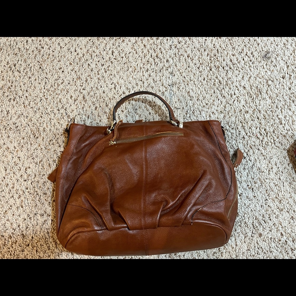 Oversized Cognac Leather Purse